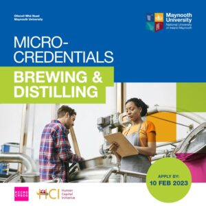 Maynooth University Micro Credentials in Brewing and Distilling. Jack O'Shea, Gearoid Cahill Stuart McNamara Irish Whiskey Blogger.